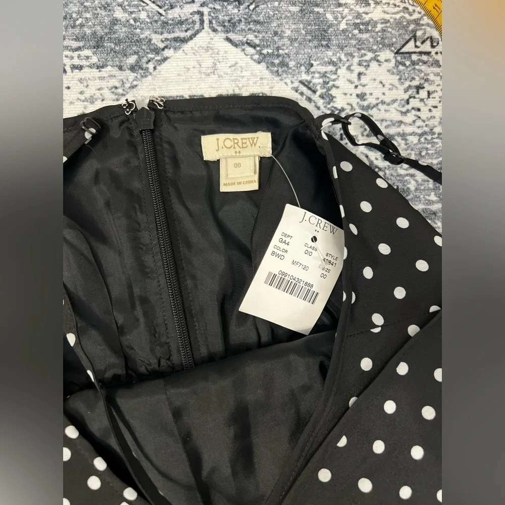 J.Crew Black & WhitePolka Dot Adjustable Spaghetti Strap Dress - Size 00